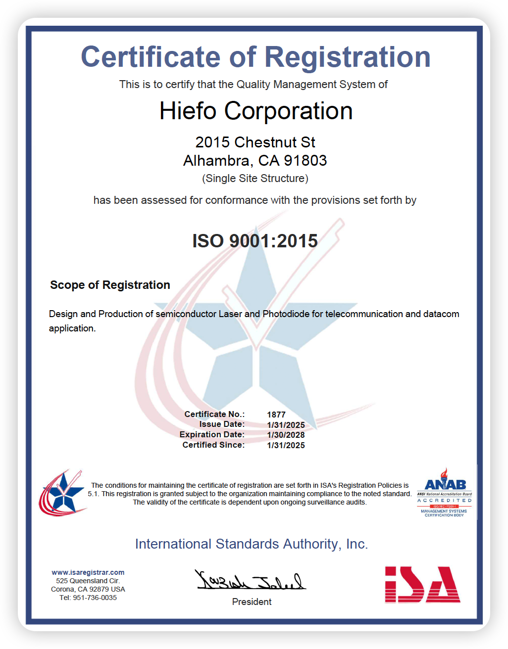 HieFo Corporation ISO 9001 Certification.png